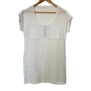 Des Petits Hauts Linen White Short Sleeve Top